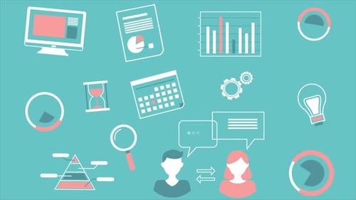 Flat Design Animated Business and Technology Icons Collection