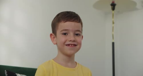Portrait at Home Indoors Little School Boy Cute Son Pupil Schoolboy Child Kid Male Baby Schoolkid