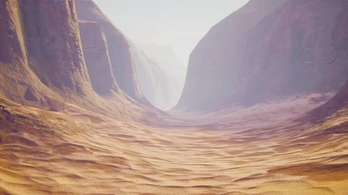 Desert Landscape with Majestic Mountains and Golden Sand