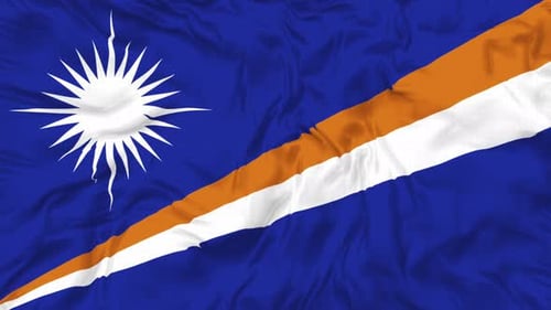 Realistic Marshall Islands Flag Waving Seamless Loop