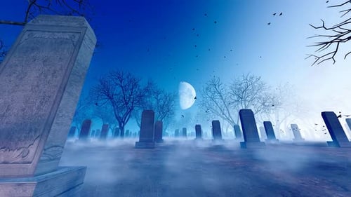 Travel Through A Dark And Spooky Halloween Graveyard