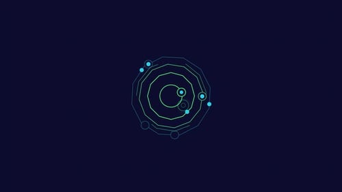 Animation en boucle de formes polygonales concentriques (élément HUD)