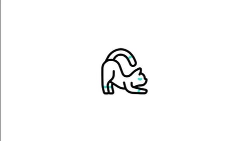 Minimalist Animated Stretching Cat Line Icon