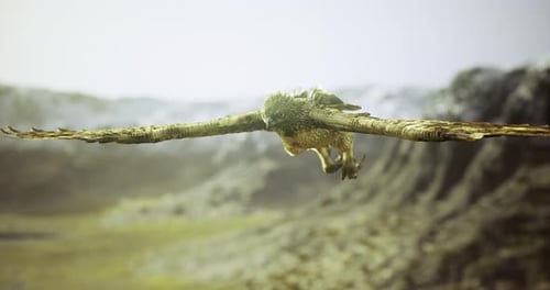 Textured 3D Eagle Cinematic Flight Over Mountains Animation
