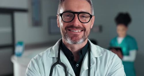 Smiling Doctor in Hospital Close Up