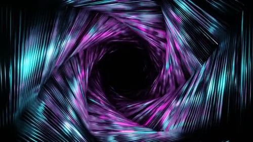 Rosafarbener und blauer sechseckiger Interferenzspiraltunnelhintergrund Vj Loop in HD