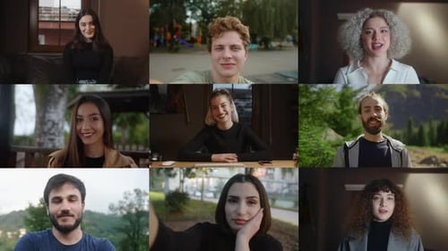 Group Video Call with Nine People Online