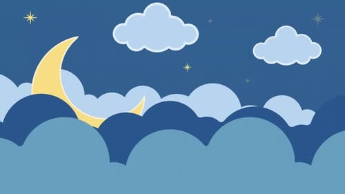Video mit Cartoon-Animationshintergründen in der Mondnacht am Himmel