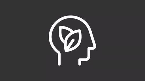 Animated Outline Head with Nature Leaves Icon