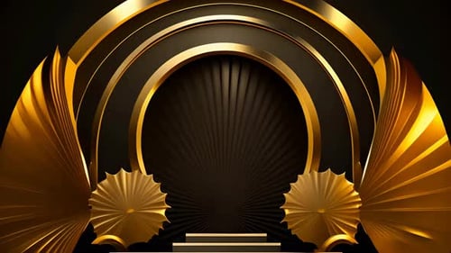 Elegant Golden Stage Arch Background Loop