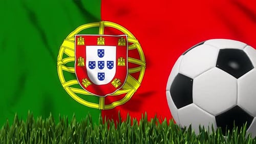 Soccer Background with Portugal Flag 4K Looped