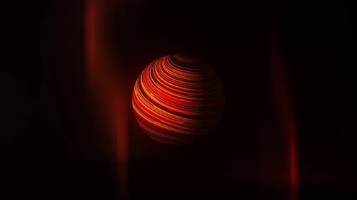 Red Sphere And Lines Background