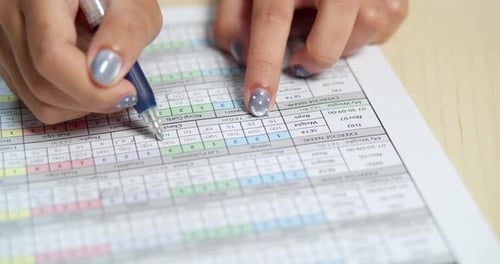 Data entry action office document editing close-up view precision and focus