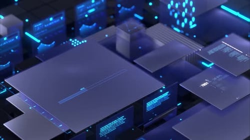 Futuristic digital interface with glowing elements