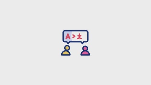 Animated Communication Language Icon in Flat Design