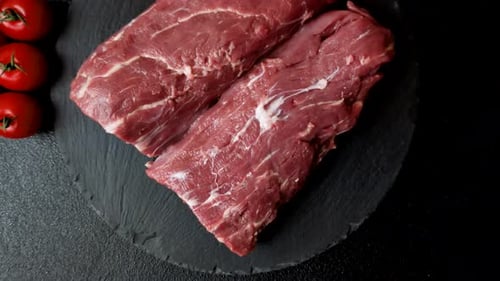 Raw Beef Filet with Tomatoes and Red Pepper