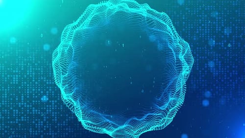 Abstract Blue Energy Sphere Magic Sphere Connecting Dots Lines Wireframe Technology Liquid Big Data