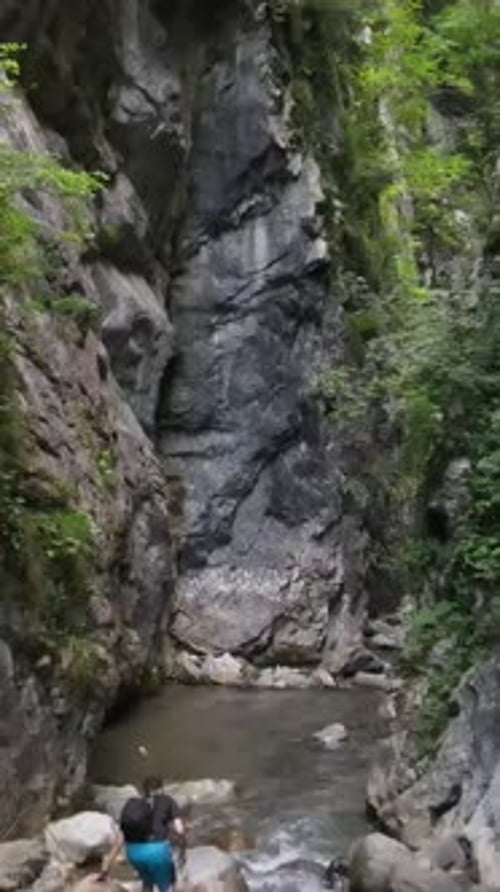 Hiking Canyon River Aerial View