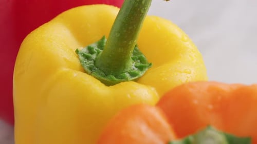 Fresh Colorful Bell Peppers, Close Up Agriculture