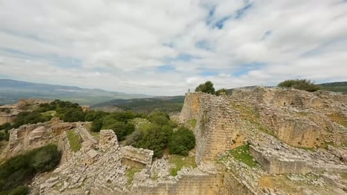 FPV aerial video over Nimrod Fortress National Park Nimrod