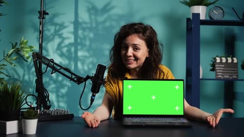 Happy Content Creator Being Sponsored to Do Chroma Key Notebook Review