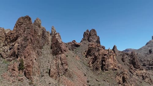 Aerial Drone View of Cliffs in Teide National Park on Tenerife on a Cloudless Summer Day