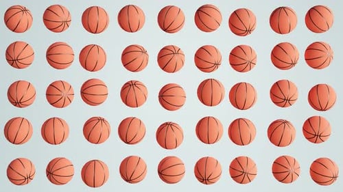 Spinning Basketballs Loop on Light Studio Background