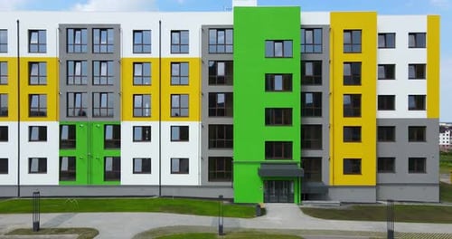Multicolored House New Building in the District