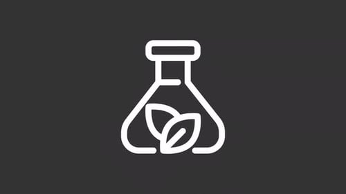 Animated Line Art Science Flask with Leaves Icon