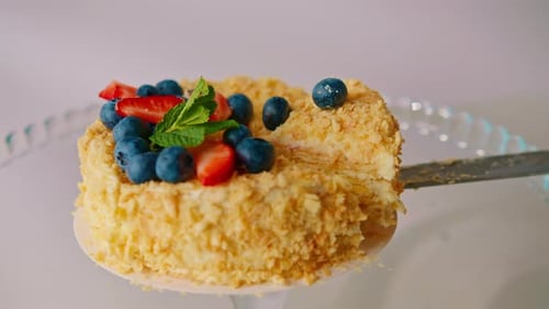 Freshly Baked Cake with Berries Close Up
