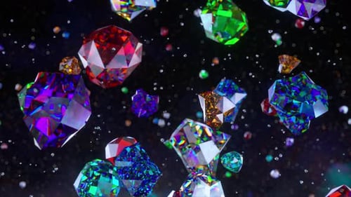 Vibrant Gemstone Particle Explosion Background Animation