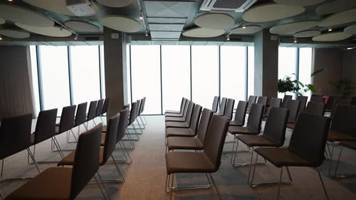 Empty Conference Room Setup for a Corporate Event