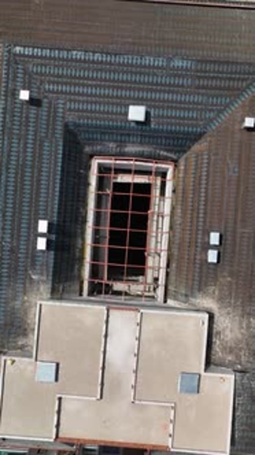 Vertical Video Aerial View Construction Site Work on Site