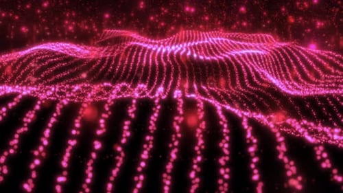Futuristic Glowing Pink Particle Waves Abstract Motion Background