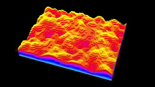 Vibrant 3D heat map graphic with colorful gradient