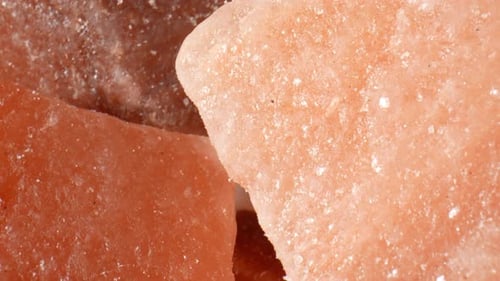 Himalayan pink salt up close with a mesmerizing macro video.