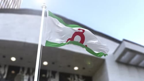 Realistic Waving Flag Logo Reveal on a Sunny Day