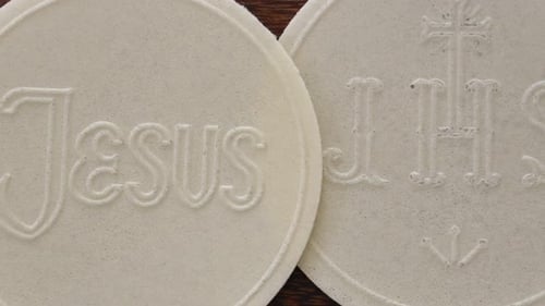 Communion Hosts Sakramentale Brote Ansicht von oben