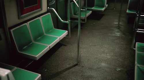 Empty Subway Wagon Using New York City Public Transportation System