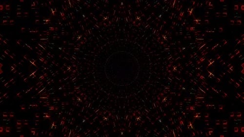 Abstract Digital Glowing Square Tunnel Loop Background