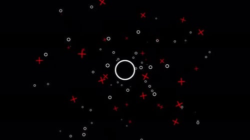 Geneva Collection: Eight colorful circles in two stacks expanding in middle and shifting inversely s