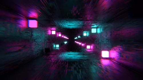 Cyan And Pink Neon Stroboscopic Cybernetic Tunnel Background Vj Loop I 4K