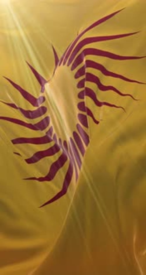 Tropical Palm Leaf Waving on Golden Fabric Background