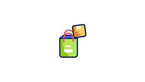 Animated Shopping Bag and Package Icon for E-commerce