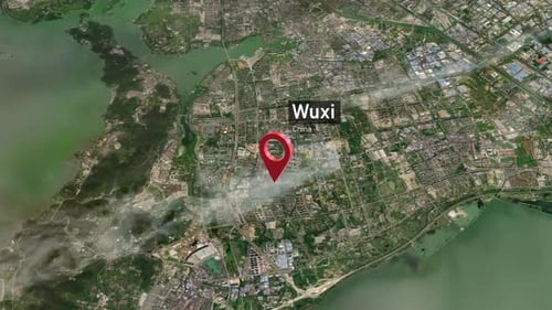 Wuxi City Zoom (China) vom Weltraum zur Erde