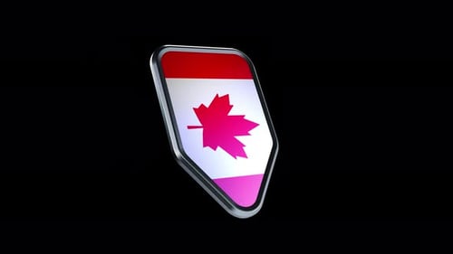 the appearance of a metal badge with the flag of the country " Canada " alpha channel