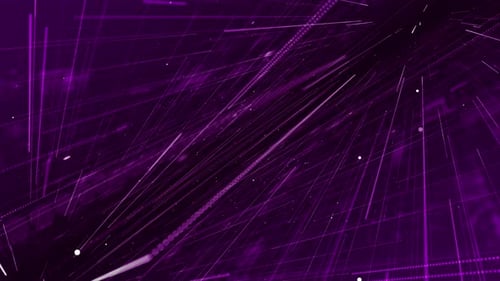 Violette digitale Linien- und Rasterdatenmatrixsimulation, perspektivische Technologie, abstrakter Hintergrund