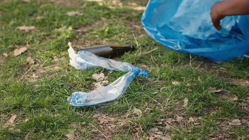 Personas que apoyan la limpieza del medio ambiente natural mediante el acaparamiento de materiales reciclables