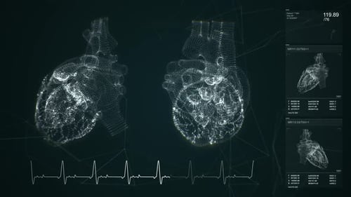 Futuristic Digital Heart Scan Medical Interface Animation