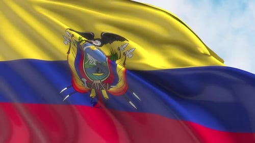 Ecuador Flag Waving in Realistic Fabric Animation